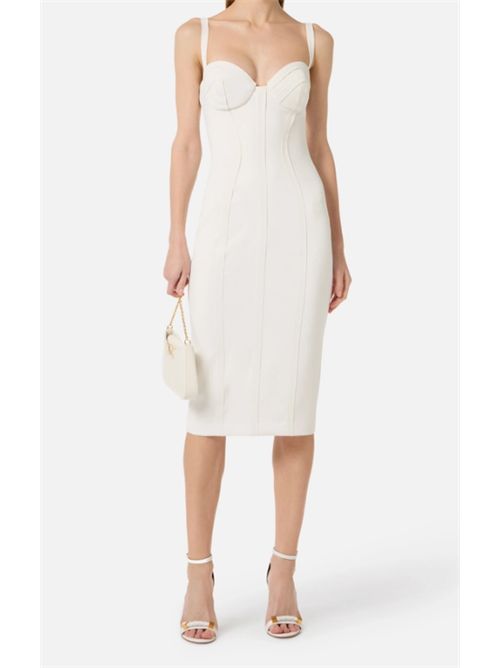 DRESS WITH RAW-CUT FABRIC ELISABETTA FRANCHI | AB91861E2360 avorio